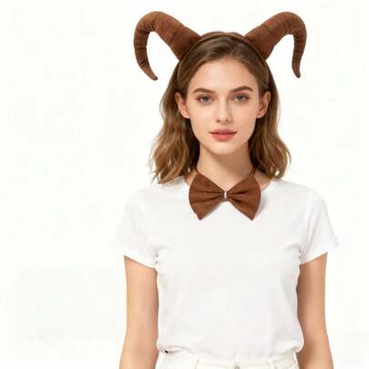Neuankömmling einzigartiges Ziegen-Tier-Haarband Kostüm Kopfschmuck, süße Ziege große Ohren Set, Bühnenauftritt Party Make-up Cosplay Requisite Haarzubehör