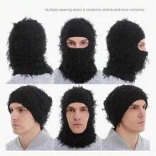 Distressed Ski Mask Balaclava Fluffy Knitted Warm Windproof Full Face Mask For Men/Women - D-08 - View 10