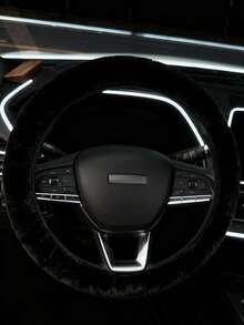 Short Plush Car Steering Wheel Cover Set, Shoulder Strap, Warm, Anti-Slip, Steering Wheel Cover Set, Winter, Elastic, No Inner Ring