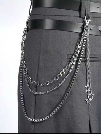 1pc Women's Multi-Layer Cool Punk Chain Star Decor Chain Accessory, Suitable For JK Skirt, Jeans, Street Fashion Outfit