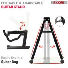 Guitar Stand A Frame Shape W Soft Foam Arm Non Slip Rubber For Acoustic Ele Ctric Bass Ukulele - Black - View 2