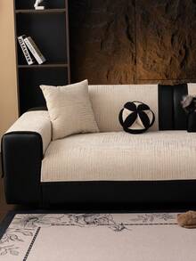 1 pieza Funda de sofá de chenilla de unicolor, cojín de sofá estilo Ins, diseño grueso de alta densidad para todas las estaciones, protege el sofá contra resbalones y arañazos, adecuado para sala de estar, dormitorio, estudio, 1/2/3/4 plazas con reposabrazos y respaldo