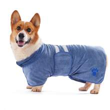 1pc Quick Drying Dog Bathrobe, Dog Embroidered Towel Bathrobe Robe, Super Absorbent Pet Bathrobe With Adjustable Belly Strap, Soft Fabric With Embroidery Craftsmanship