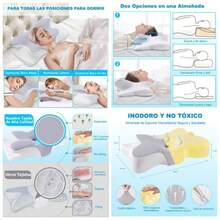 Almohada Cervical de Foam: Almohada para Cuello de Espuma Memoria, Almohada Ortopdica Ergonmica para el Dolor de Cuello y Hombros, Soporte Contorneado para Dormir de Lado, Espalda Gris - gris - Ver 1