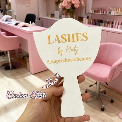 Customized Acrylic Eyelash Artist Mirror, Personalized Text Design, Double-Sided Polished Makeup Mirror, Suitable For Manicurists And Beauty Professionals, Bridal Parties, Salon Decor, Elegant Handheld Gift, Fashionable Font, Exquisite Details, Also Suitable For Eyelash Technicians, Beauty Studio Decor, Social Media Photos, Eyelash Technician Gifts, Christmas Gifts