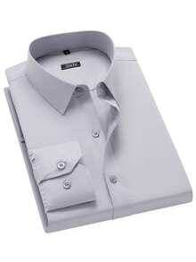 Rand paul Microelastic Men's Dress Shirt For Work And Everyday Life - 灰色 - 查看 2