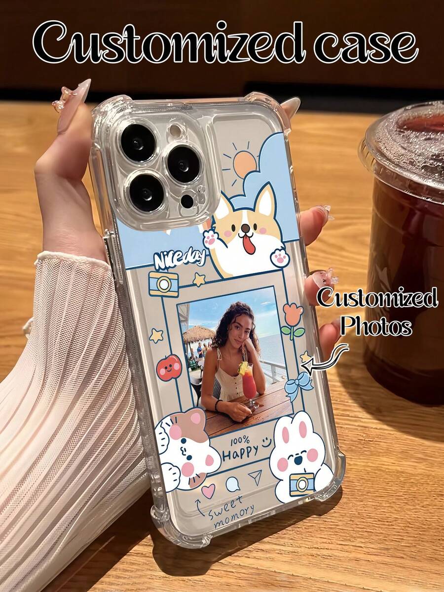 1pc Customizable Photo Phone Case, Single Image Customization, Transparent 4-Corner Anti-Drop Lens Protection Phone Case, Suitable For Sharing Friend Photos, Life Portraits, Family Photos, Compatible With IPhone 17 Pro Max/16 Pro/15 Pro Max/14 Pro Max/13 Pro Max/A13/A14/A15/A52/A54/A55, OPPO A18/OPPO A58/S Ultra/S24 Ultra/A52S/A05/OPPO/Redmi, Can Be Used For Easter, Valentine's Day, Father's Day, Suitable For Daily Use And Memorial Day Gifts