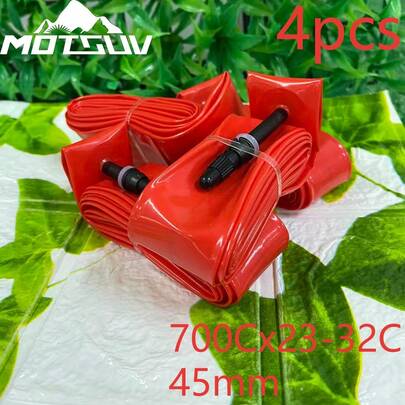 4条TPU内胎，适用于700c公路自行车，包含撬胎棒和骑行配件