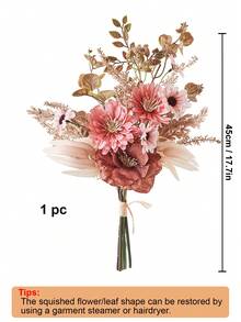 1 Bouquet Of Artificial Flowers, Including Artificial Anemone, Daisy And Eucalyptus Leaves, Realistic Touch, Suitable For Vases, Home, Hotel Rooms, Wedding Decorations, Tabletop Decor. - Coral Pink - View 9