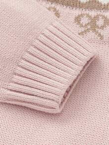 Balabala 2025年冬季女童费尔岛针织毛衣，舒适套头衫 - 紅白色調 - 查看 8