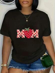 T-shirt décontracté 100% coton, drôle de fraise maman fruit 1er anniversaire, t-shirt assorti famille, femmes/hommes, vacances d'été, doux, coupe décontractée, confort classique - Noir - Voir 5