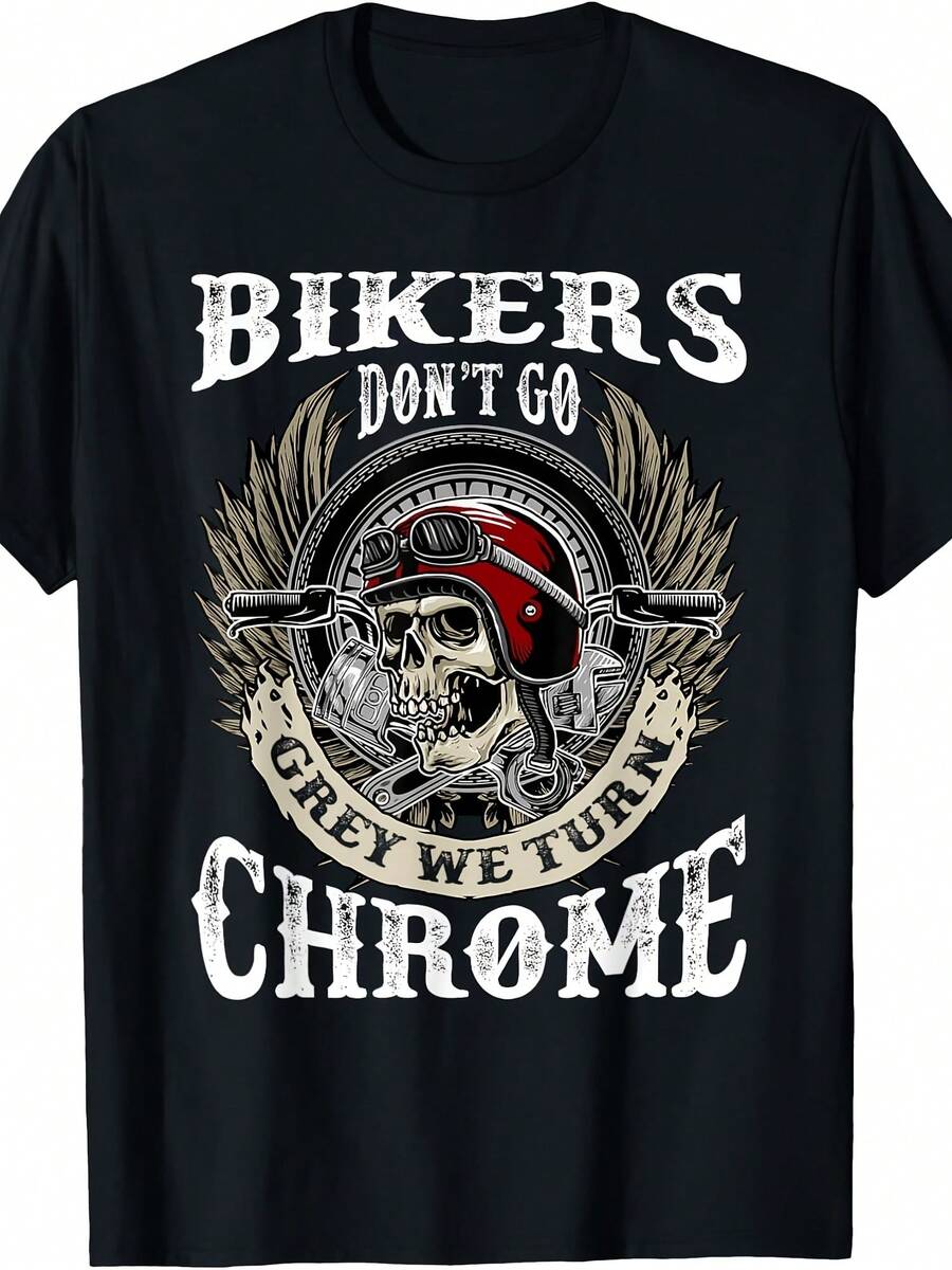 Bikers Dont Go Grey We Turn Come Skull Helmet Biking Biker T-Shirt - 款式19 - 查看 1
