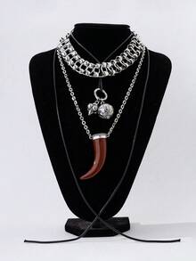 3 piezas Collar vintage de moda multicapa, adecuado para hombres y mujeres, uso diario y regalo