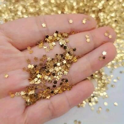 10/50g 3mm Gold Star Sequins - Made Of PVC With Metallic Shiny Surface, Suitable For Party Decorations, Christmas Holiday Celebrations And Christmas Centerpieces, Wedding And Bridal Shower Table Settings