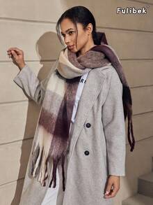 1 pieza Nuevo chal de otoño/invierno de mujer de estilo callejero perezoso con flecos largos, chal circular de mohair suave y cálido, adecuado para viajes y uso diario, regalo