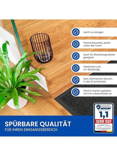 Gentle North High Quality Doormat, Grijs Black, 90x150 Cm, Indoor Outdoor Dirt Trapper Mat, Non Slip, Washable Weatherproof, Entrance Area Runner, Hallway, Thin view 7