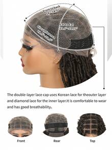 30 英寸女士编织假发，双层全蕾丝无结辫，黑色蝴蝶方形卷发辫子假发，合成蕾丝前编织假发，带婴儿头发，手工编织假发，适合圣诞节、新年、狂欢节和音乐节