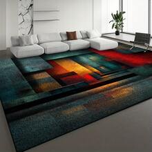 Extra Large Luxurious Thickened Soft Cushion, Modern Minimalist Style Geometric Color Block Patchwork Pattern Carpet, Available In Red, Green, Yellow, And Other Colors, Machine Washable, Soft And Comfortable Back, Lightweight - 彩色 - 查看 1