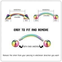 BLISI G23 Solid Titanium Eyebrow Piercing Jewelry, Gokd Black Rose Gold Silver Pink Rainbow Eyebrow Rings 16G Curved Barbell,Tiny Vertical Labret Lip Jewelry Rook Piercing Jewelry For Women And Men{Inchcolor_nameinch:Inch8pcsEyebowPiercing-Rainbowinch} - 8件彩虹眼圈 - 查看 4
