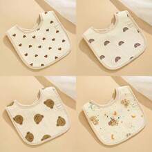 5/4/2件套婴儿纯棉U型围兜，口水围兜