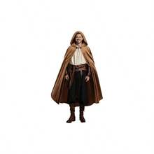 Medieval Hooded Renaissance Cape Vintage With Hood Men And Women Halloween Cosplay - 棕色 - 查看 1