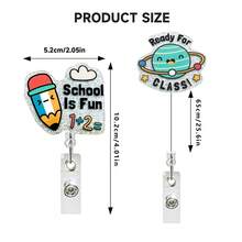1pc Planet Rainbow Rocket Retractable Acrylic Clip Pen, For Teachers & Students - Multicolor - View 2