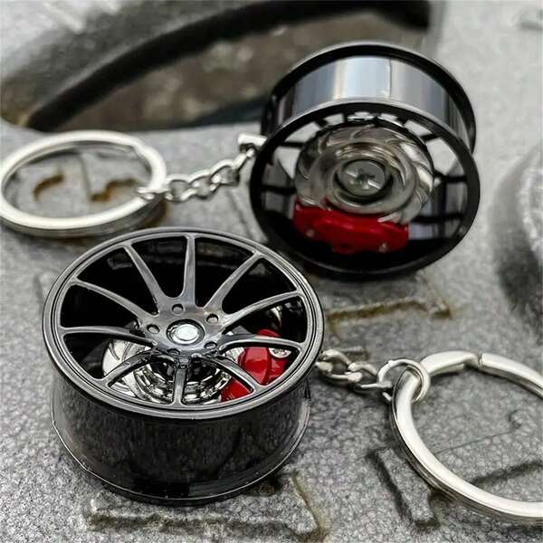 1pc Multi-Color Car Wheel & Brake Keychain, 360° Rotating Automotive Key Ring Decoration, Creative Key Fob For Car Enthusiasts, Daily Styling & Gift, 2025 Mechanical Aesthetic Car Accessory Essential For Auto Fans & Fashion-Forward Looks