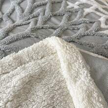 1 pieza Manta de estilo bohemio de doble capa gruesa de felpa jacquard sintética, suave y cálida, reversible para cama, sofá, oficina, coche, viaje, picnic, fiesta, todo el año