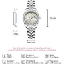 SHENGKE Women's Crystal Accented With Solid Alloy Steel Band Watch Elegant Dress Quartz Calendar Watches For Women - Bạc & Xanh nhạt màu be - Xem 6