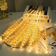 8-Tube LED Meteor Shower Christmas Tree Hanging Light, Solar-Powered, No Switch Required, Automatically Lights Up At Night (8 Flashing Modes) - Suitable For Christmas, Weddings, Squares, Streets, Yards, Gardens And Holiday Party Decoration Lighting - Meteor Showers - View 14