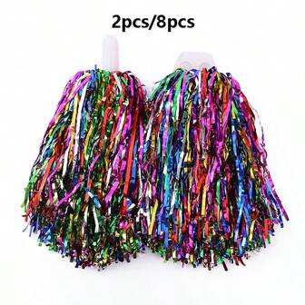 2/8 piezas Pompones de animación, accesorios a juego, equipo de danza, accesorios para actuaciones deportivas, decoraciones para fiestas y bodas, pompones de animación, pompones de animación para competiciones de fitness, pompones de animación para actuaciones de escuadrones de animación