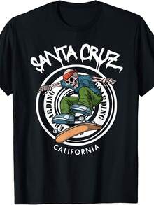 Santa Cruz Skater Laid Back California Skeleton Skateboarder T-Shirt - 款式7 - 查看 1