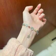 Brazalete con oso y hombre de jengibre de diamantes de colores, brazalete de Navidad de otoño e invierno, joyería de mano de alto valor y estilo de moda - Plateado - Ver 4