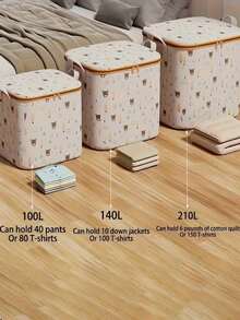 Caja de almacenamiento de ropa plegable de gran capacidad con asa, diseño de patrón lindo que hace que la organización del hogar sea divertida, bolsa de almacenamiento de ropa de cama portátil reforzada, organizador de armario que ahorra espacio para dormitorio, hogar, dormitorio, también se puede usar como cesta de ropa sucia o almacenamiento de juguetes - Multicolor - Ver 5