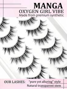 Asiteo 10 对透明带漫画风格自然纤长假睫毛，适合日常派对妆容，空气感和仙女风格假睫毛，打造迷人妆容