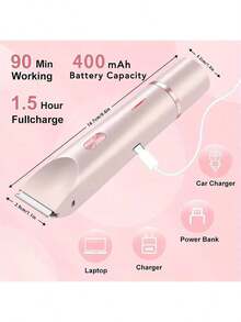 Women's 2-In-1 Purple Double Headed Bikini Electric Shaver, A Dual-Purpose Body Hair Remover Suitable For Bikini, Armpit, Leg, Arm, And Face, With Long-Lasting Battery Life, Rechargeable Design, Low Sensitivity Blade Head, Facial Hair Removal | Ergonomic Handle | Adjustable Trimmer, 400mAh Battery - màu đen - Xem 6