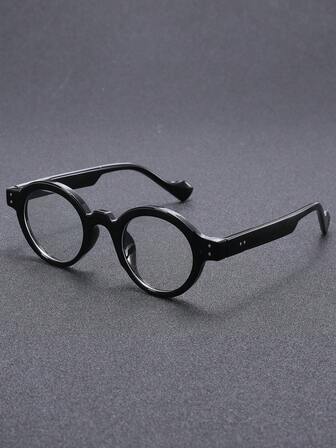 1pc Men Plastic Round Full Frame Classic Modern Simple Style Clear Glasses For Daily Life Musical Festival Weekend Outfit Appointment Outfits Festival Outfit Fashion Accessories Suitable For All Face Shapes