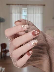 1pc Christmas Makeup Temporary Tattoo, White Snowflake, Star, Christmas Face Sticker, Carnival Party Christmas Facial Makeup Realistic Tattoo Sticker