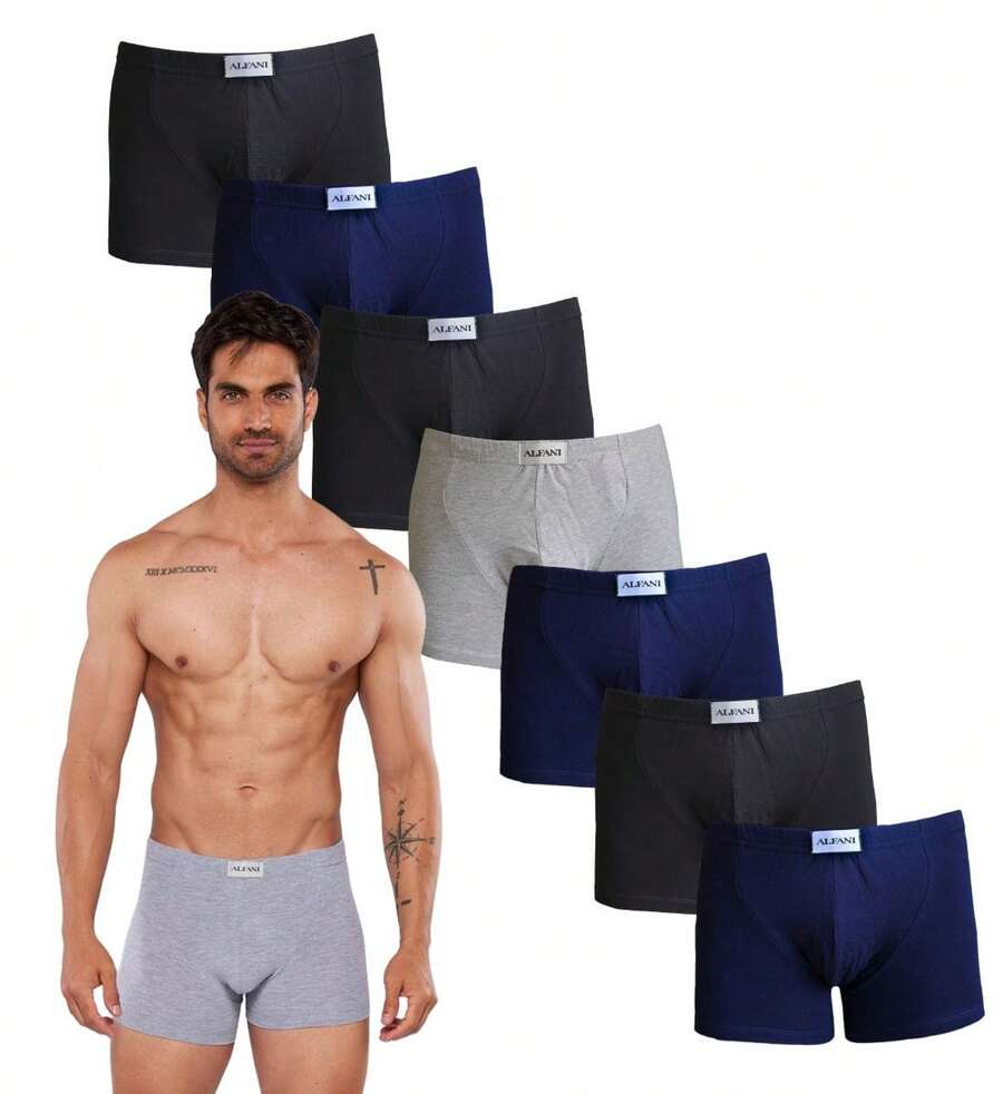 Alfani - Pack 7 Boxers Premium para Hombre Algodon-Licra, Suaves, Comodos y Frescos - Azul - Ver 1