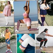 Zando Plus Size Thigh High Socks For Thick Thighs Women Striped Thigh High Stockings Over The Knee Socks Leg Warmers{"Size_name":"OneSizePlus","Color_name":"Rainbow"} - Rainbow - 查看 8