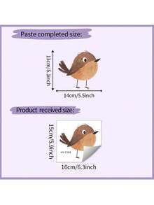 Charming Sparrow Wall Sticker - Removable Waterproof PVC Decal, Suitable For Windows, Living Room, Bedroom, Dorm And Classroom - Home Decor Sticker, 5.9x6.3 Inches Wall Stickers Room Decor Wall Decor Bedroom Decor Kitchen Decor