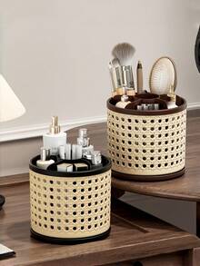 2025 New Vintage Vanity Makeup Organizer, Desk Pen Holder, Rotating Large Capacity Compartment Makeup Brush Holder, 360 Degree Rotating Makeup Brush Holder, Suitable For Autumn/Winter Makeup Brush Storage - Multicolor - View 2