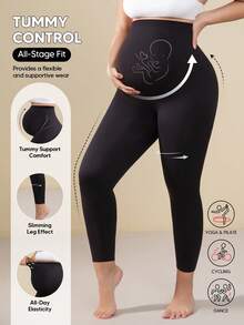 1Pc Maternity Legging, Over The Belly Pregnancy Yoga Pant, Soft Stretchy Workout Activewear, Non-See-Through, Postpartum Friendly