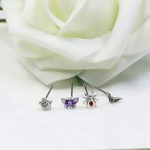 20G Nose Ring Studs 316L Butterfly And Spider Nose Ring Studs CZ Heart Flower Nose Stud Surgical Steel Piercing Jewelry…{"Color_name":"Style-A"} - phong cách-A - Xem 4