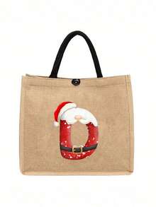 Linen Tote Bag, Including A Printed Initials A-Z Tote Bag And A Printed Small Bag, Letters, Flowers, Christmas Gift, Mother'S Day Gift, Personalized Gift Package, Yellow Linen BlackTote Bag With Black Buckle, Combination Of Small And Large Bags, Suitable For Weddings, Birthdays, Beaches, Holidays - Multicolor - View 40