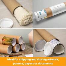 Mailing Tubes With Plastic Caps Cardboard Blueprints Artwork Poster Heavy - Duty Thickness Posters, Art Prints Multipurpose Documents Storing 1 Pack 2x18 Inch - 37.7 Cubic Inches + 2 X 12 Inches + 2 + SAVUK-212 - View 6