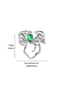 1Pc Punk Style Spider Open Ring For Women Girls Diablo Style Black Zirconia Finger Ring Halloween Accessories Fashion Jewelry