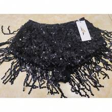 Women's Sequins Tassel Skirts Shorts Booty Dance Festival Bottoms - Black - View 4