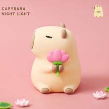 Capybara Night Light - Adjustable Brightness Touch Control Silicone Night Light, USB Rechargeable Bedroom Lamp, Cute Capybara Nightlight, For Room Decor And Fun Gift - Multicolor - View 2