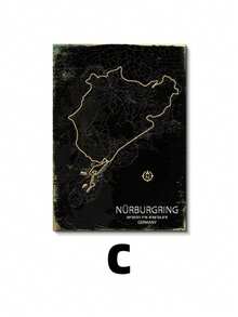 1pc Nurburgring Race Track Map Design Area Rug, Rectangle Polyester Knit Fabric Carpet, Fade Resistant Bedroom And Living Room Decor, Indoor Use